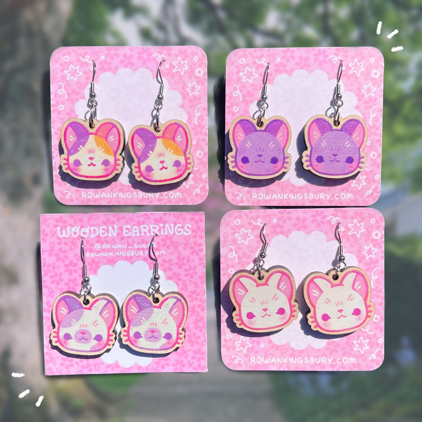 Cat Wooden Earrings (Multiple Designs!)