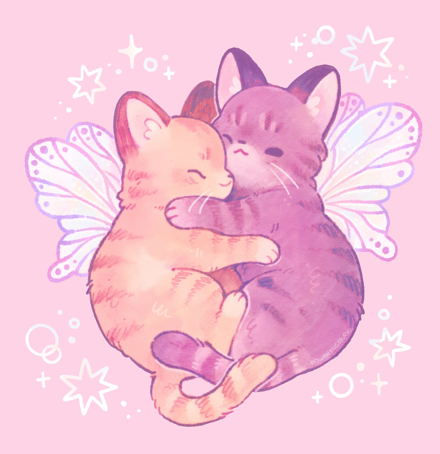 Cuddly Fairy Kitties Print 8x8