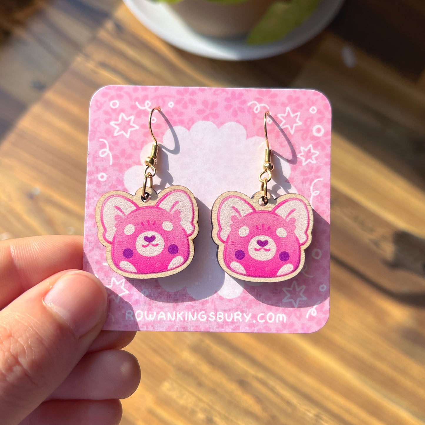 Red Panda Wooden Earrings
