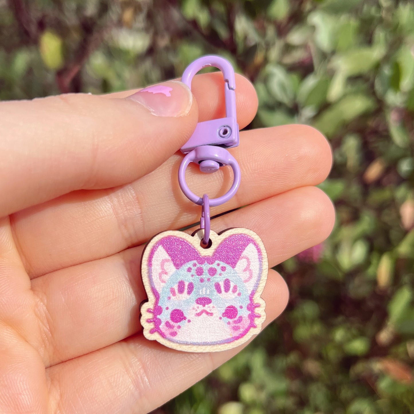 Snow Leopard Wooden Keychain