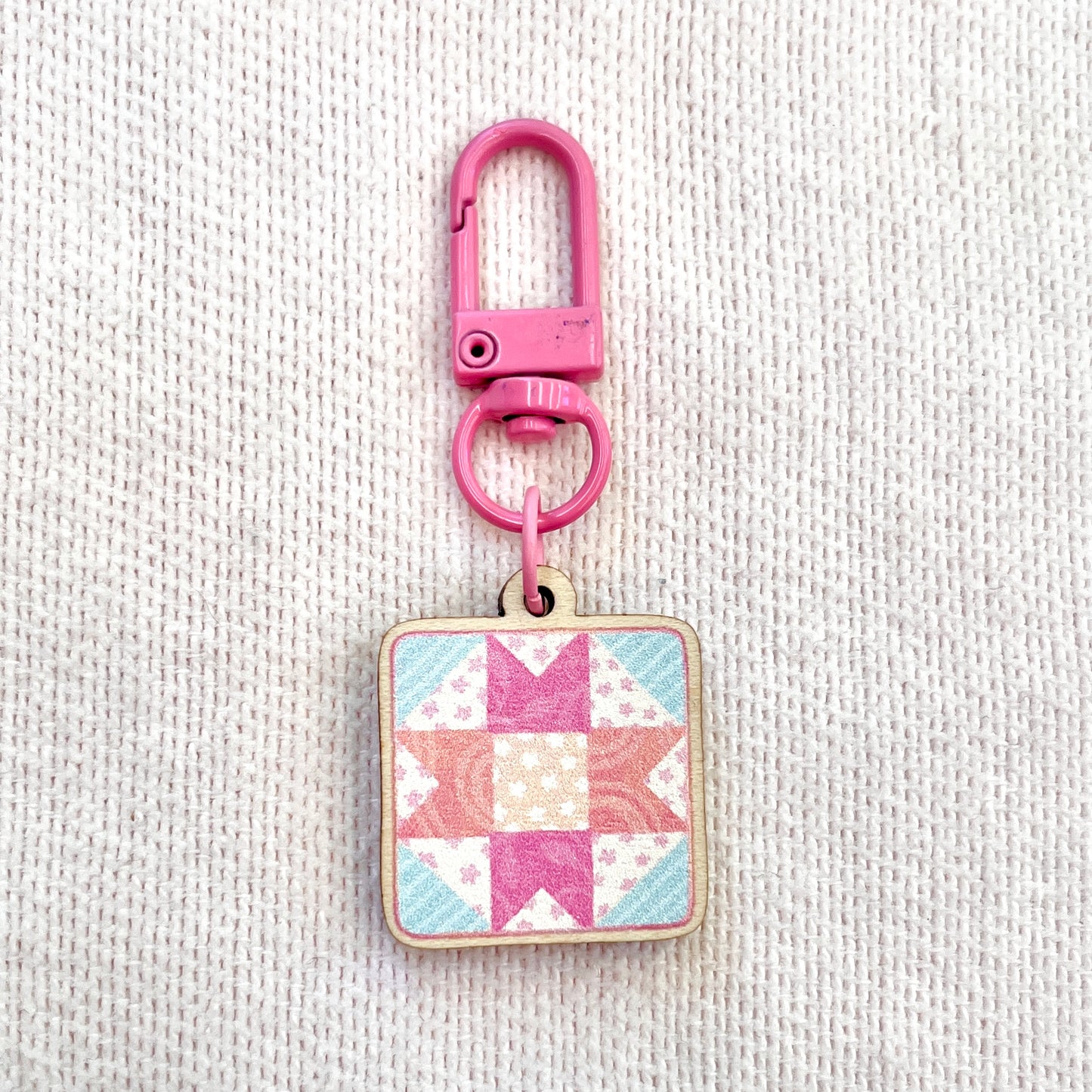 Quilt Square Wooden Keychain