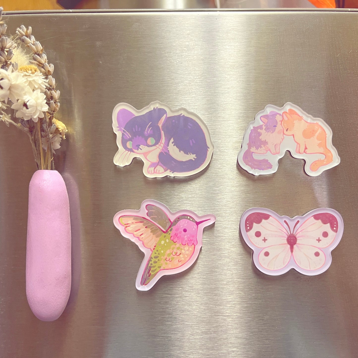 Kissing Kitties Acrylic Magnet
