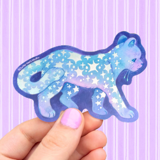 Celestial Panther Iridescent Sticker