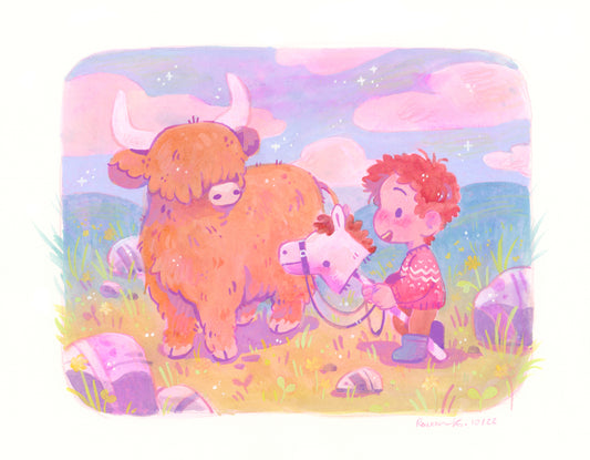 Cow and Boy - Original Painting
