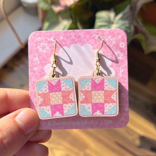 Quilt Square Wooden Earrings