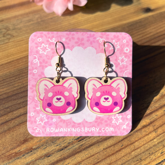 Red Panda Wooden Earrings