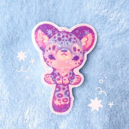 Snow Leopard Holographic Sticker