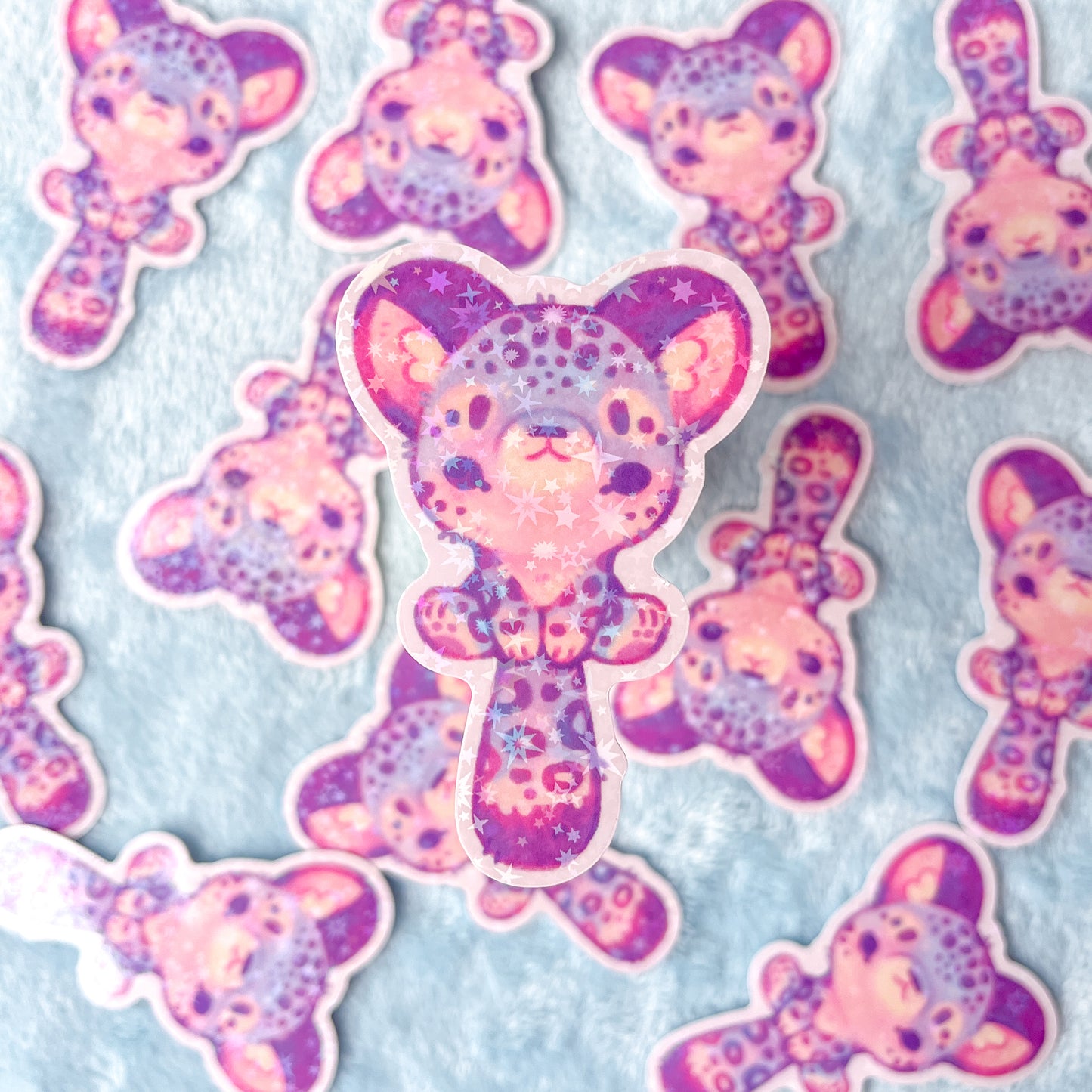 Snow Leopard Holographic Sticker