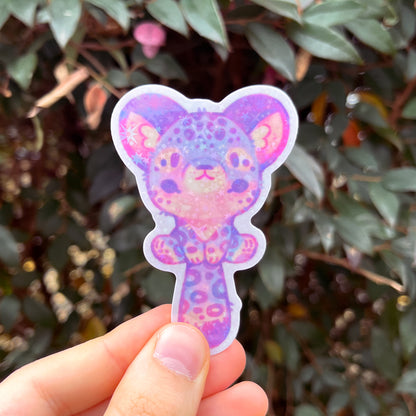 Snow Leopard Holographic Sticker