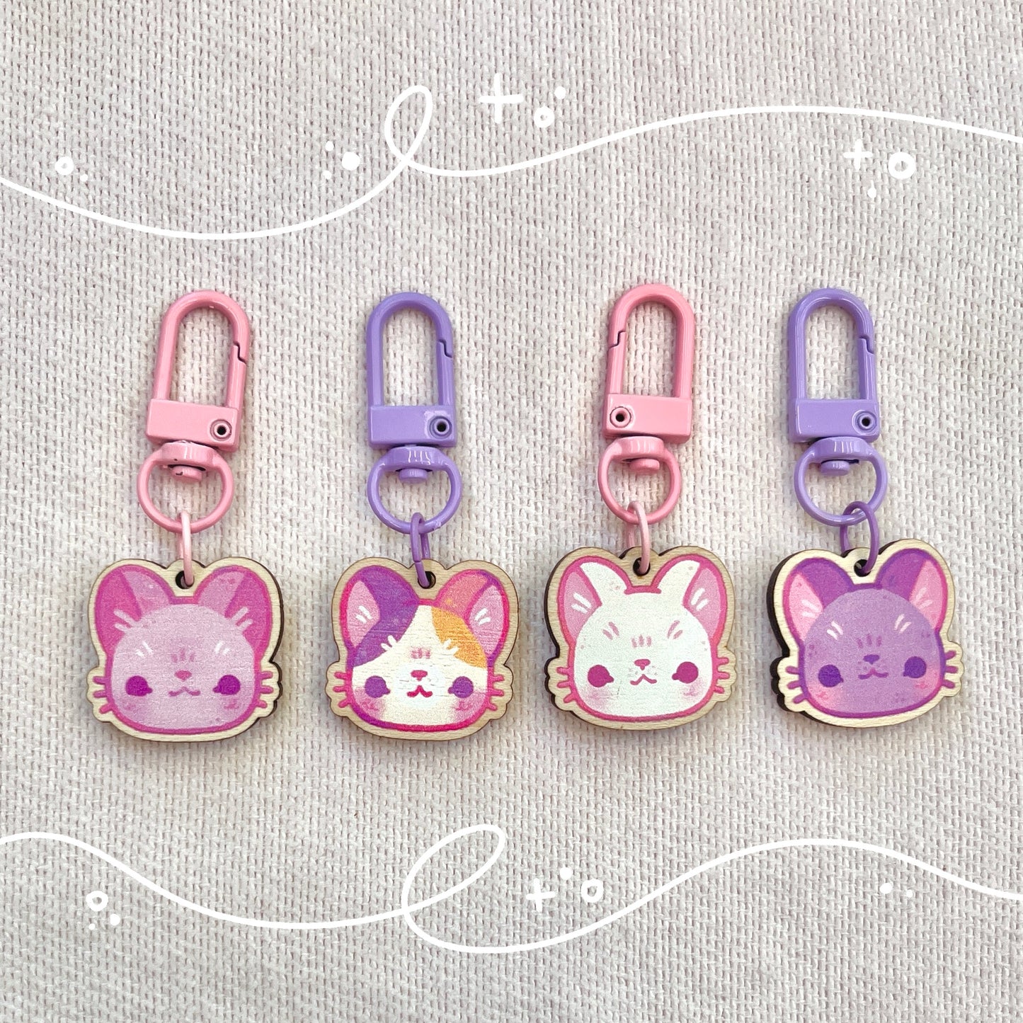 Cat Wooden Keychains (Multiple Designs!)