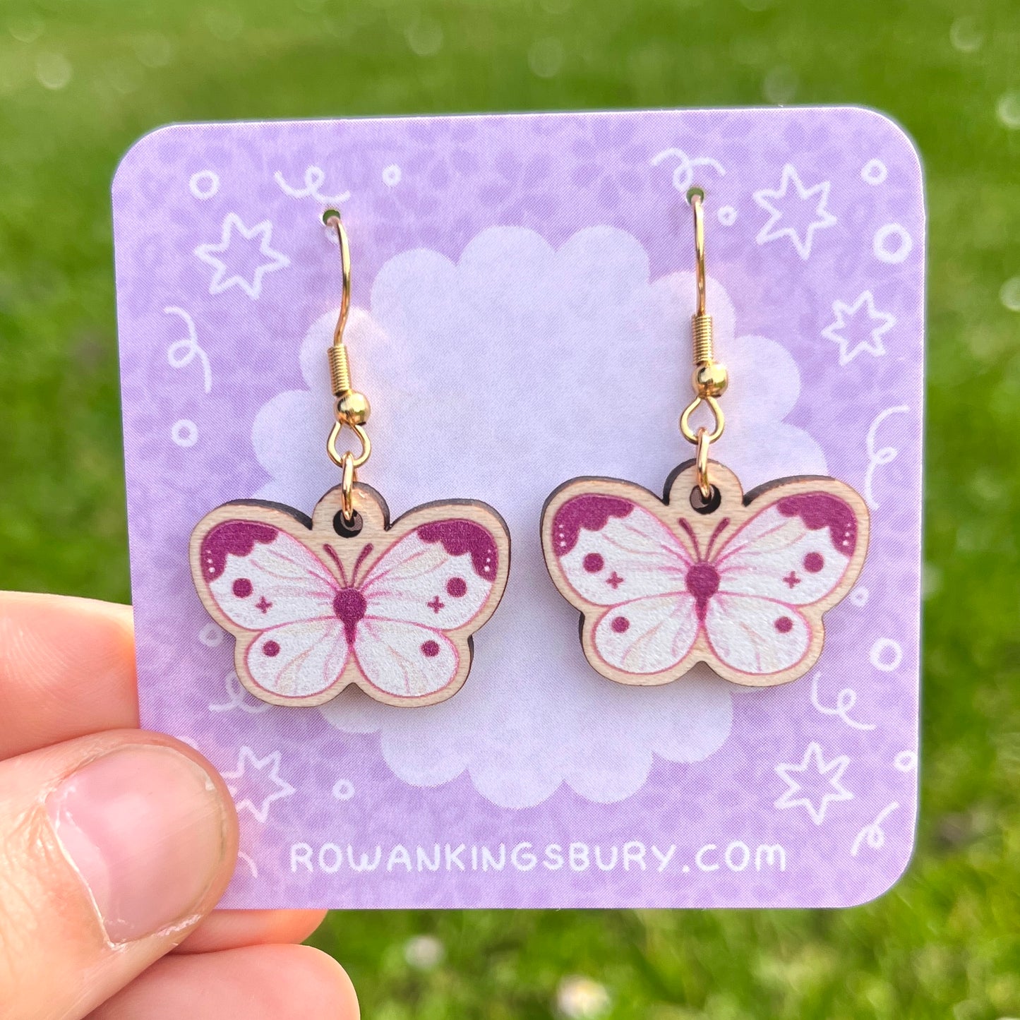 White Butterfly Wooden Earrings