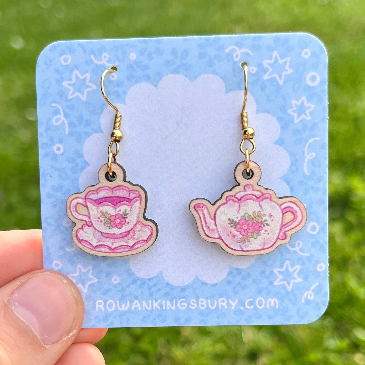 Tea Set Wooden Earrings