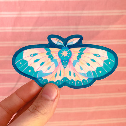 Pink and Blue Moth Sticker