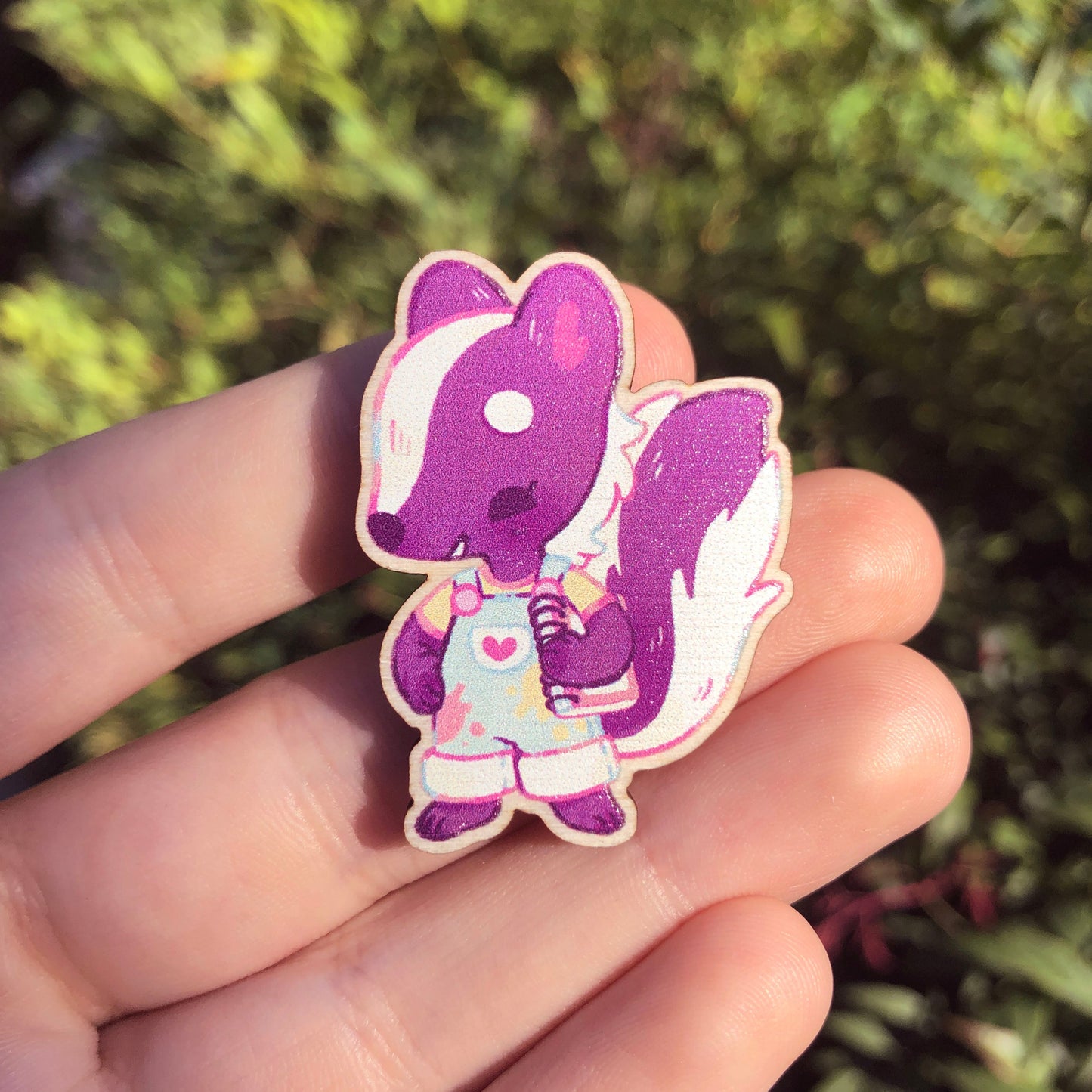 Juniper the Skunk Wooden Pin