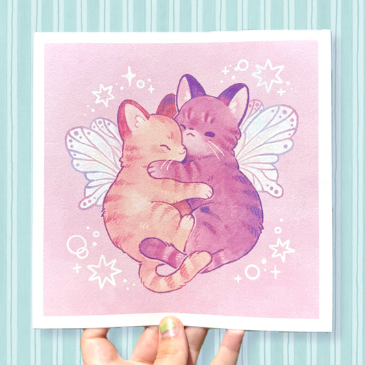 Cuddly Fairy Kitties Print 8x8