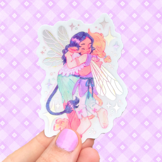 Fairy Hug Iridescent Sticker